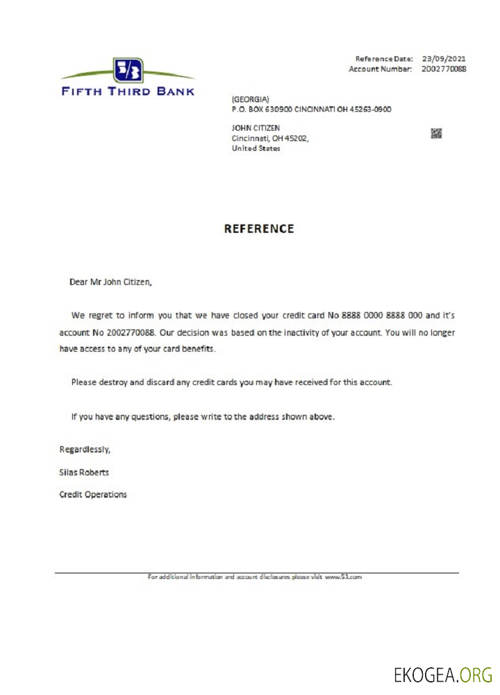 Référence USA , Fifth Third Bank , closure